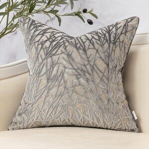 Yangest Dark Grey Twigs Throw Pillow Cover Branches Velvet Cushion Case
